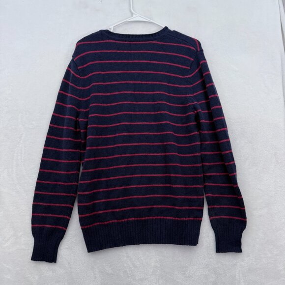 Patagonia Sweater Mens M Blue Stripe Lambswool Blend V Neck Pullover Stretch - Picture 8 of 9